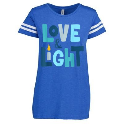 Christmas Hanukkah Love And Light Chanukah Jewish  Enza Ladies Jersey Football T-Shirt