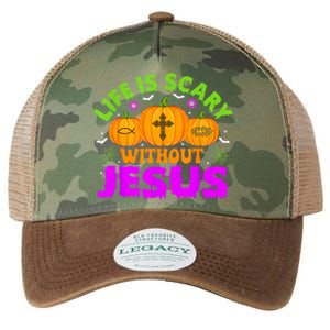 Christian Halloween Life Is Scary Without Jesus Fall Autumn Legacy Tie Dye Trucker Hat