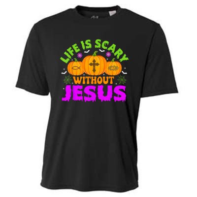 Christian Halloween Life Is Scary Without Jesus Fall Autumn Cooling Performance Crew T-Shirt