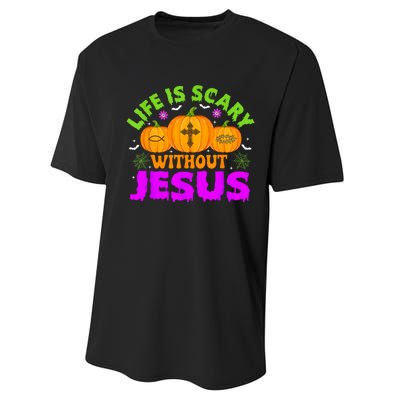 Christian Halloween Life Is Scary Without Jesus Fall Autumn Performance Sprint T-Shirt