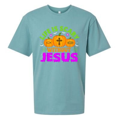 Christian Halloween Life Is Scary Without Jesus Fall Autumn Sueded Cloud Jersey T-Shirt