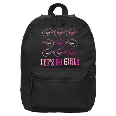 Cowboy Hat Lets Go Girls Western Cowgirls 16 in Basic Backpack