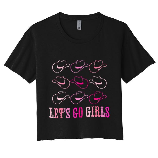 Cowboy Hat Lets Go Girls Western Cowgirls Crop Top