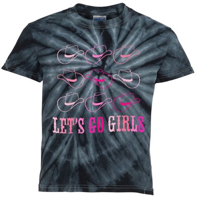 Cowboy Hat Lets Go Girls Western Cowgirls Kids Tie-Dye T-Shirt