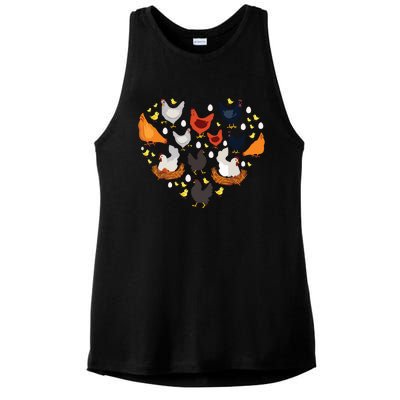 Chickens Heart Love Chicken Lady Women Men Farmer Gift Ladies PosiCharge Tri-Blend Wicking Tank