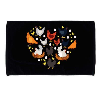 Chickens Heart Love Chicken Lady Women Men Farmer Gift Microfiber Hand Towel