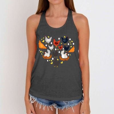 Chickens Heart Love Chicken Lady Women Men Farmer Gift Women's Knotted Racerback Tank