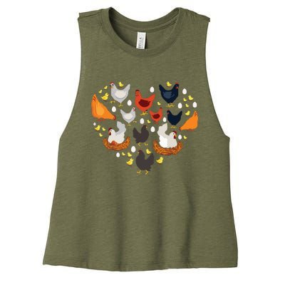 Chickens Heart Love Chicken Lady Women Men Farmer Gift Women's Racerback Cropped Tank