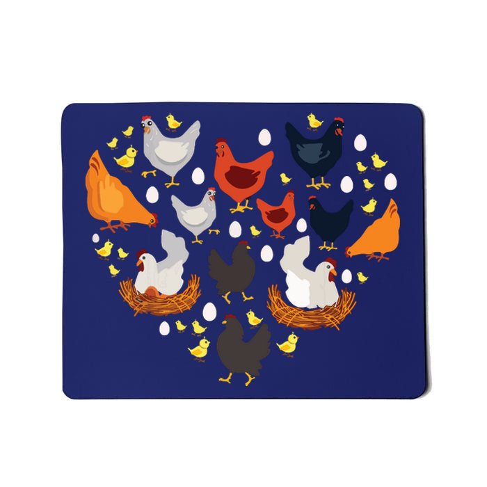 Chickens Heart Love Chicken Lady Women Men Farmer Gift Mousepad