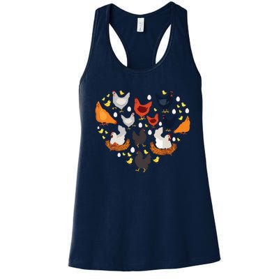 Chickens Heart Love Chicken Lady Women Men Farmer Gift Women's Racerback Tank