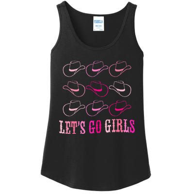 Cowboy Hat LetS Go Western Cowgirls Ladies Essential Tank