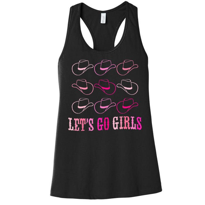 Cowboy Hat LetS Go Western Cowgirls Women's Racerback Tank