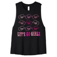 Cowboy Hat LetS Go Western Cowgirls Women's Racerback Cropped Tank