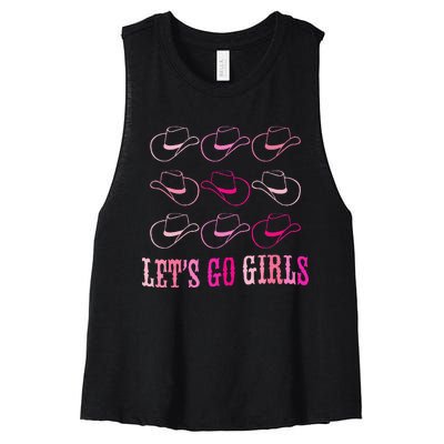 Cowboy Hat LetS Go Western Cowgirls Women's Racerback Cropped Tank