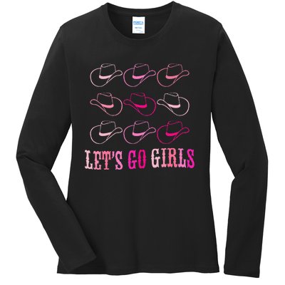 Cowboy Hat LetS Go Western Cowgirls Ladies Long Sleeve Shirt