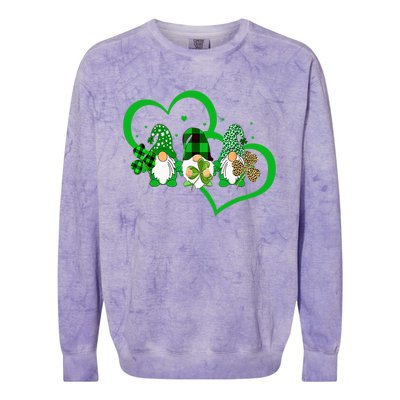 Cute Heart Leopard Gnomes Irish Shamrock St Patrick's Day Colorblast Crewneck Sweatshirt