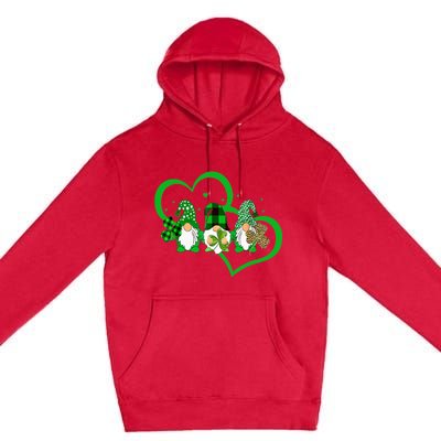 Cute Heart Leopard Gnomes Irish Shamrock St Patrick's Day Premium Pullover Hoodie