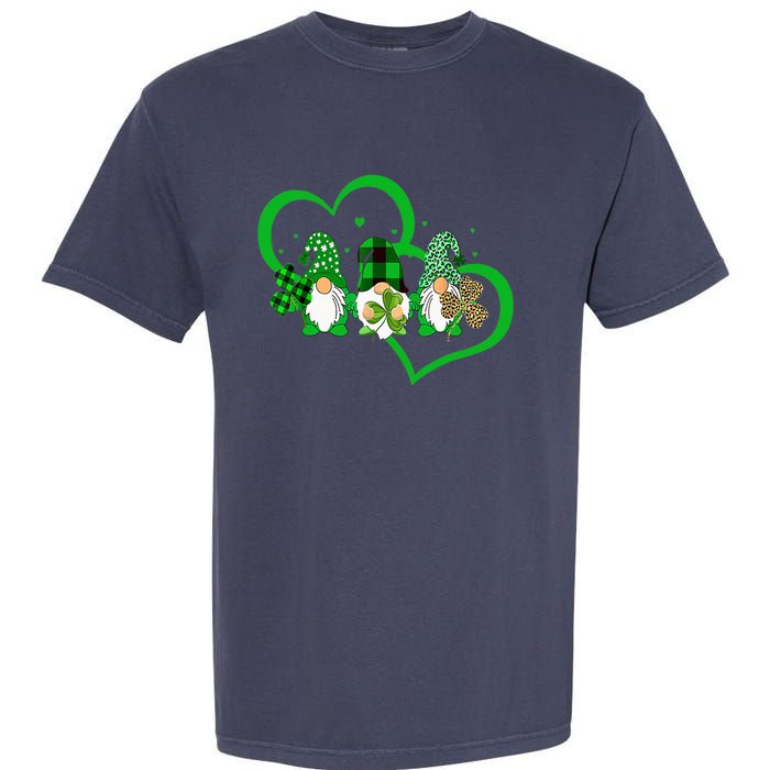 Cute Heart Leopard Gnomes Irish Shamrock St Patrick's Day Garment-Dyed Heavyweight T-Shirt