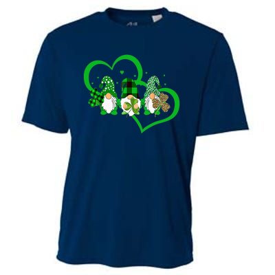 Cute Heart Leopard Gnomes Irish Shamrock St Patrick's Day Cooling Performance Crew T-Shirt