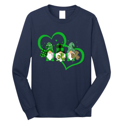 Cute Heart Leopard Gnomes Irish Shamrock St Patrick's Day Long Sleeve Shirt