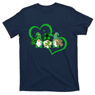 Cute Heart Leopard Gnomes Irish Shamrock St Patrick's Day T-Shirt