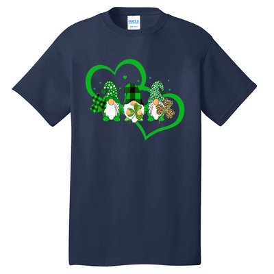 Cute Heart Leopard Gnomes Irish Shamrock St Patrick's Day Tall T-Shirt