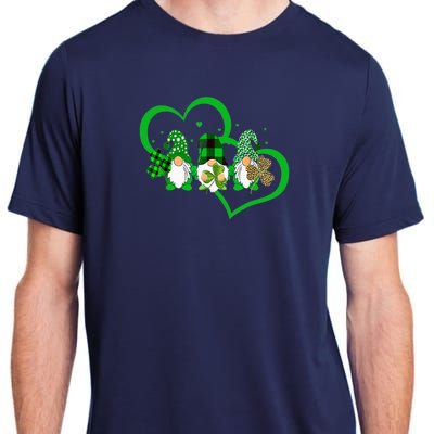 Cute Heart Leopard Gnomes Irish Shamrock St Patrick's Day Adult ChromaSoft Performance T-Shirt