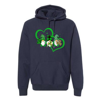 Cute Heart Leopard Gnomes Irish Shamrock St Patrick's Day Premium Hoodie