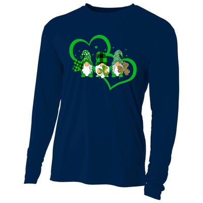 Cute Heart Leopard Gnomes Irish Shamrock St Patrick's Day Cooling Performance Long Sleeve Crew