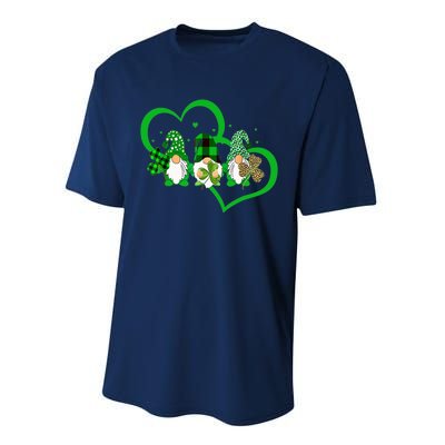 Cute Heart Leopard Gnomes Irish Shamrock St Patrick's Day Performance Sprint T-Shirt