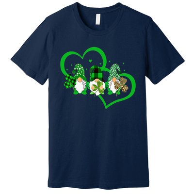 Cute Heart Leopard Gnomes Irish Shamrock St Patrick's Day Premium T-Shirt