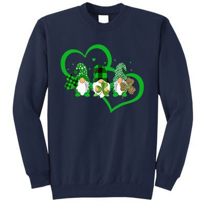 Cute Heart Leopard Gnomes Irish Shamrock St Patrick's Day Tall Sweatshirt