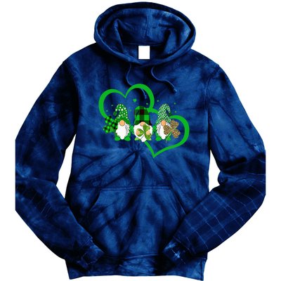 Cute Heart Leopard Gnomes Irish Shamrock St Patrick's Day Tie Dye Hoodie