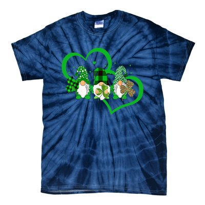 Cute Heart Leopard Gnomes Irish Shamrock St Patrick's Day Tie-Dye T-Shirt