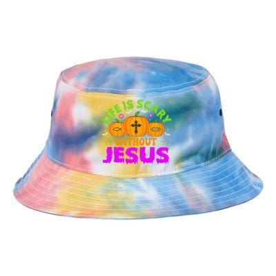 Christian Halloween Life Is Scary Without Jesus Fall Autumn Tie Dye Newport Bucket Hat