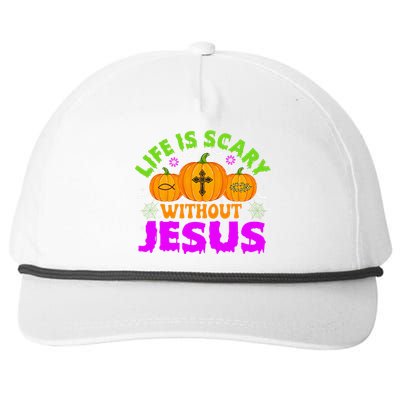 Christian Halloween Life Is Scary Without Jesus Fall Autumn Snapback Five-Panel Rope Hat