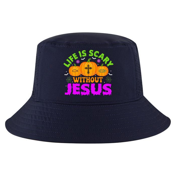 Christian Halloween Life Is Scary Without Jesus Fall Autumn Cool Comfort Performance Bucket Hat