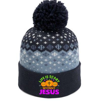 Christian Halloween Life Is Scary Without Jesus Fall Autumn The Baniff Cuffed Pom Beanie