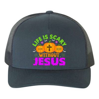 Christian Halloween Life Is Scary Without Jesus Fall Autumn Yupoong Adult 5-Panel Trucker Hat