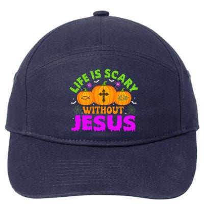 Christian Halloween Life Is Scary Without Jesus Fall Autumn 7-Panel Snapback Hat