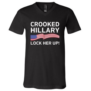 Crooked Hillary Lock Her Up V-Neck T-Shirt