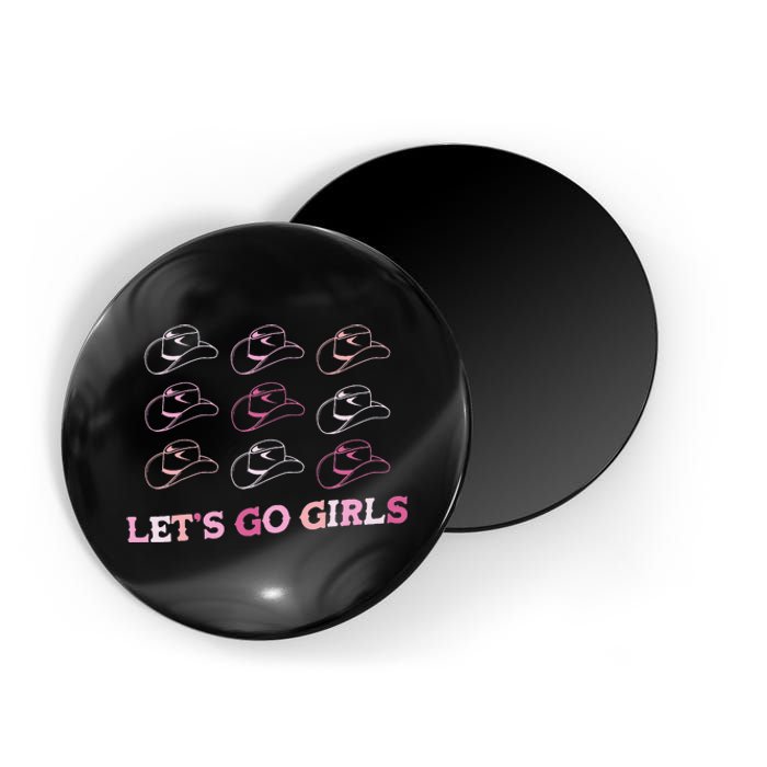 Cow Hat Lets Go Western Cowgirls Pink Magnet