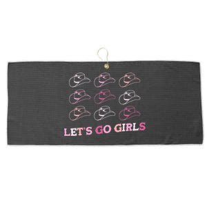 Cow Hat Lets Go Western Cowgirls Pink Large Microfiber Waffle Golf Towel