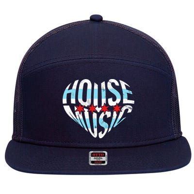Chicago House Music I Love House Music DJ 7 Panel Mesh Trucker Snapback Hat