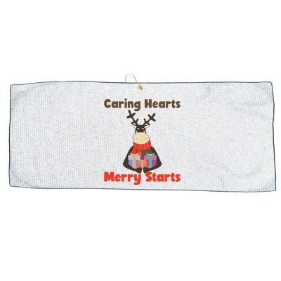 Caring Hearts Merry Starts Christmas Large Microfiber Waffle Golf Towel