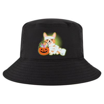 Cute Halloween Mummy Welsh Corgi And Pumpkin Candy Cool Comfort Performance Bucket Hat