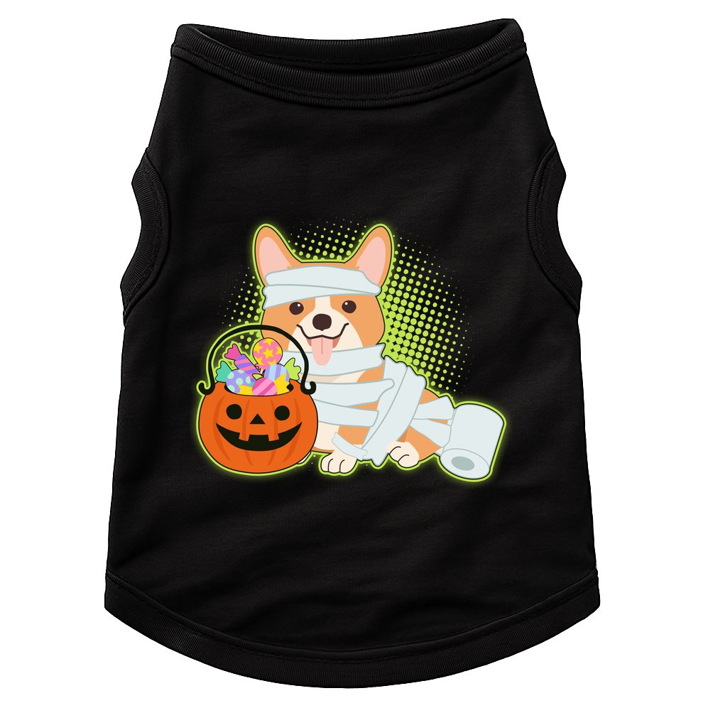 Cute Halloween Mummy Welsh Corgi And Pumpkin Candy Doggie Tank