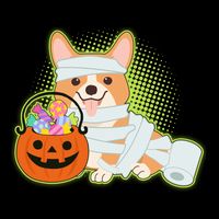 Cute Halloween Mummy Welsh Corgi And Pumpkin Candy Flatbill Hat