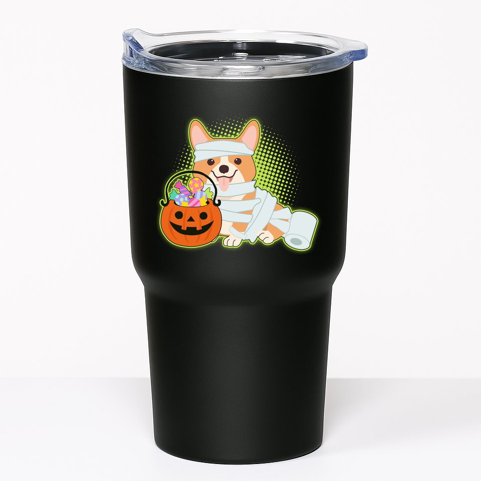 Cute Halloween Mummy Welsh Corgi And Pumpkin Candy Tumbler