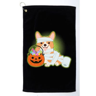 Cute Halloween Mummy Welsh Corgi And Pumpkin Candy Golf Towel